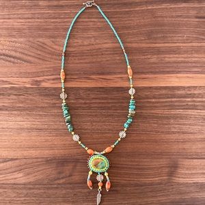 Handmade beaded dream catcher necklace